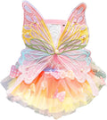 Dog Princess Dress,Summer Thin Cat Rainbow Butterfly Pettiskirt Cute Pet Clothes Chihuahua Teddy Dress Pet Supplies (XL)
