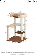 Cat Tree for Large Cat, 37'' Tall Modern Senior Friendly Cat Tower with Wide Shelves Low Step, Cotton Scratching Posts, Super Sturdy Base, Cozy Perches, Interactive Toys（Brown）