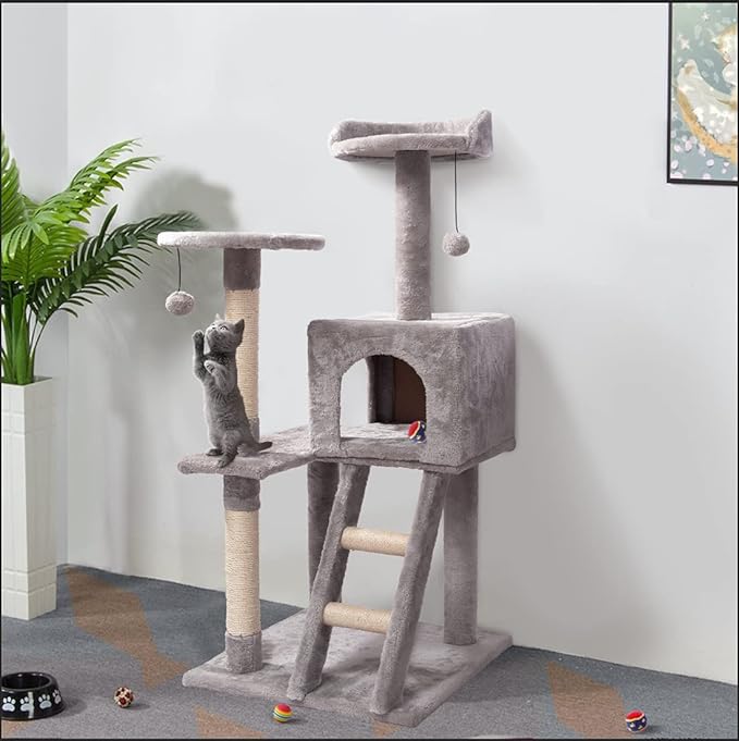 Auroth Cat Tree,42" Cat Tower with Stable Base for Indoor Cats, Large Cat Condo with Plush Perches, Toys & Natural Sisal Scratching Posts, Multi-Level Small Cat furniture Perfect for Kittens Play,Rest