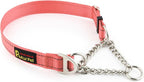 Plutus Pet Martingale Dog Collar with Stainless Steel Chain and Reflective Nylon, Adjustable No Pull Training Collar, for Small Medium, and Large Dogs, Pink, M