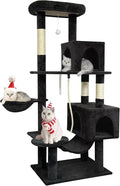 58" cat Tree Tall, Large Multi-Level Cat Condo with Sisal Leaf Scratching Posts, Sturdy Construction Easy Assembly, Indoor Pet Furniture,Dark Gray