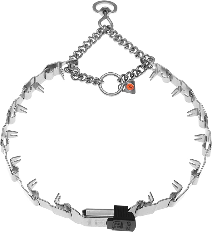 Herm Sprenger NeckTech Sport Stainless Steel Dog Training Prong Collar with ClicLock Buckle and Assembly Chain No-Pull Collar with Swivel D-Ring Made in Germany (25in (Neck Size up to 22in))