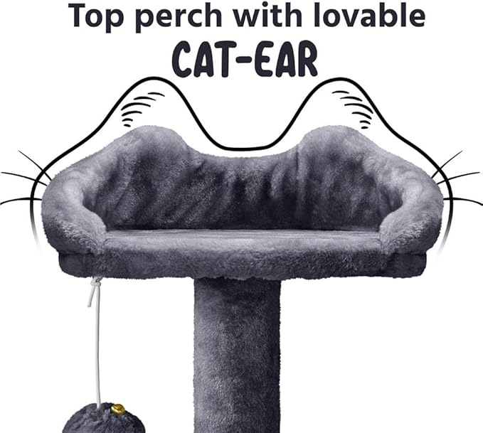 Topeakmart 54in Cat Tree, Cat Tower w/Large Cat Condo Scratching Posts and Perch, Cat Stand House Furniture, Dark Gray