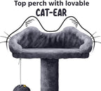 Topeakmart 54in Cat Tree, Cat Tower w/Large Cat Condo Scratching Posts and Perch, Cat Stand House Furniture, Dark Gray