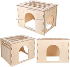 Woiworco Wooden Rabbit Hideout Castle for Easter Day, Rabbit Houses and Hideouts, Wooden Rabbit Bunny Hideout for Indoor Bunnies Chinchilla, Hamsters and Guinea Pigs Hut to Hide