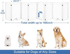 Metal Freestanding Dog Gate with Cat Door for Indoor/Outdoor,160" Extra Wide Foldable Pet Gate,32" Tall Foldable Indoor Dog Fence for Large Openings Stairs,Deck,Yard,Doorways(8 Panels,White)