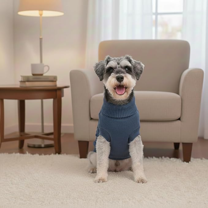Dog Warm Winter Sweater Pet Clothes Knitwear for Medium Dog for Corgi, West Highland, Schnauzer, Border Collie, Dog Outfits (Dark Blue XL)
