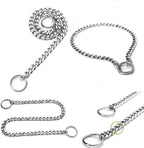 Silver Dog Chain Collars for Medium Dogs, Training Slip P Metal Link Duty Martingale Collar for XS Small Medium Large Breed Dogs,M