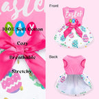 Dog Dress Girl Dog Dresses with Bowknot Tulle Princess Pet Clothes for Small Medium Large Dogs Girls Boys Cats Outfit Apparel (Large, Happy Easter)