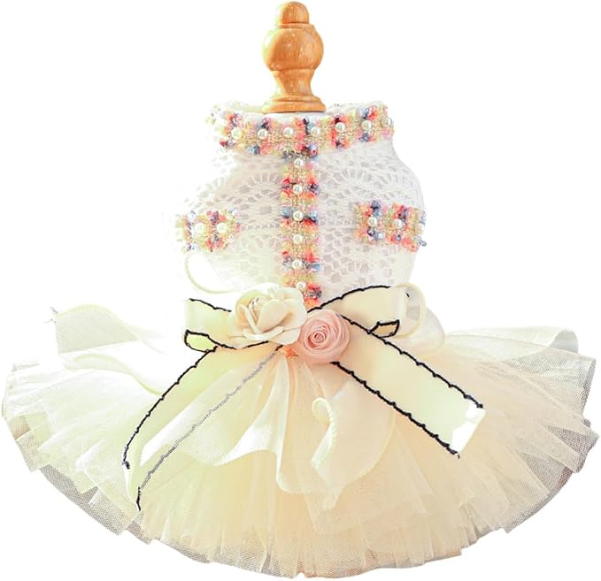 Furbabycare® Elegant Sweet Colorful Puppy Dog Blingbling Princess Skirt Pet Dog Lace Cake Camisole Tutu Dress E-Light Yellow X-Small