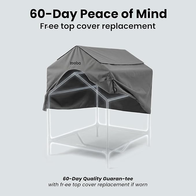42” Outdoor Dog House for Large Breeds, Durable Large Dog Shelter with Weatherproof 600D PVC Canopy, Breathable 2x1 Textilene Fabric Elevated Dog Bed, XL Dog Kennel for Outside Use