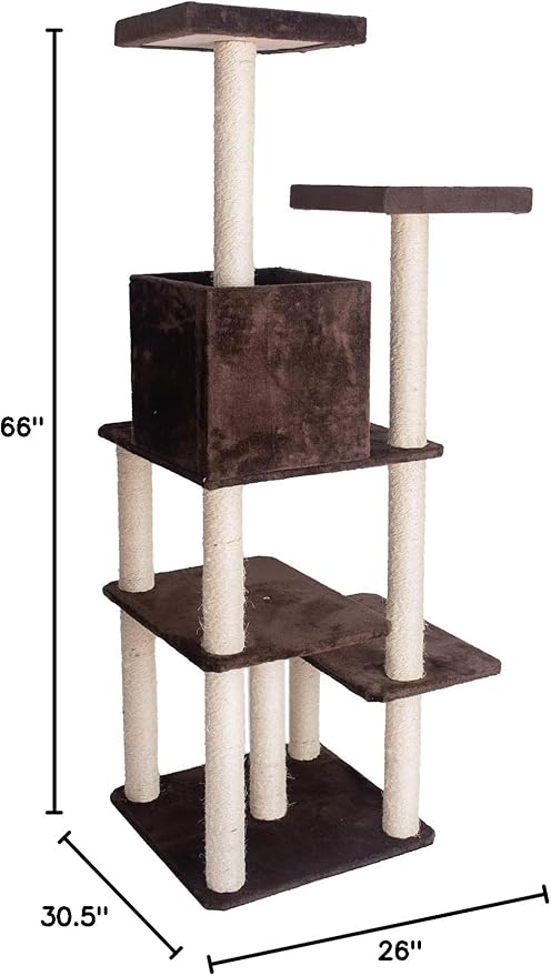 66" Cat Tree GP78680723 Coffee Brown 4 Levels