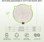 Personalized Cat Scratcher Mat, Customized with Name Text Natural Cotton Rope Round Horizontal Cat Scratching Pads with Ball Toy, Cat Furniture Protector for Wall, Couch, Carpets, Sofa (Green)
