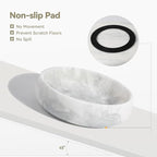 White Marble Dog Bowls, Non-Slip Dog Food Water Bowl Small, Heavy Duty Pet Bowl for Cats and Medium Dogs, Weighted African Natural Marble, Holds 4 Cups(5lbs)