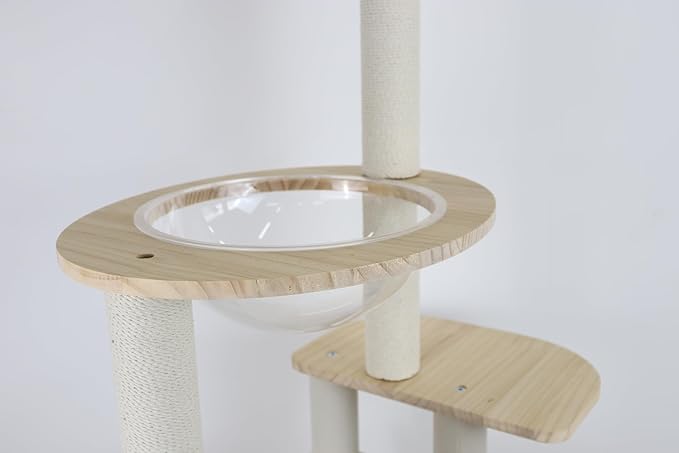Premium Wood Cat Tree with Large Cat Condo Sisal Scratching Posts Wood Ladder and Clear Perch 165cm Height Sturdy Construction for Large Cats Simple Home Assembly