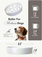 LE TAUCI Dog Bowls Slow Feeder Ceramic, 1.5 Cup Slow Feeding Bowl for Small and Medium Breed, Puzzle Dog Food Bowl for Fast Eater, Crown Silver