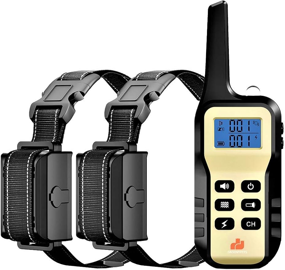 1100 Yard Long Range Remote Dog Shock Collar Automatic Bark Control with Correction Beep, Buzz Vibration, Shock E-collar for Puppies Young and Adult Dogs from 2 Small Medium to Large Dog Training