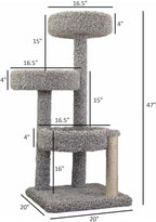 Maykoosh Artisanal Abode Modern Marvel Multi Level Tree, Floor Mountable, Carpet Material for All Cat Breeds, Climbing Pets - 26" L x 24" W x 46" H Speckeled