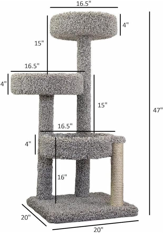 Maykoosh Artisanal Abode Modern Marvel Multi Level Tree, Floor Mountable, Carpet Material for All Cat Breeds, Climbing Pets - 26" L x 24" W x 46" H Speckeled