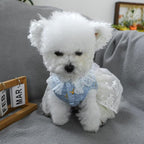Fashion Sweet Puppy Dog Blingbling Princess Skirt Pet Dog Lace Cake Camisole Tutu Dress I-Blue XS