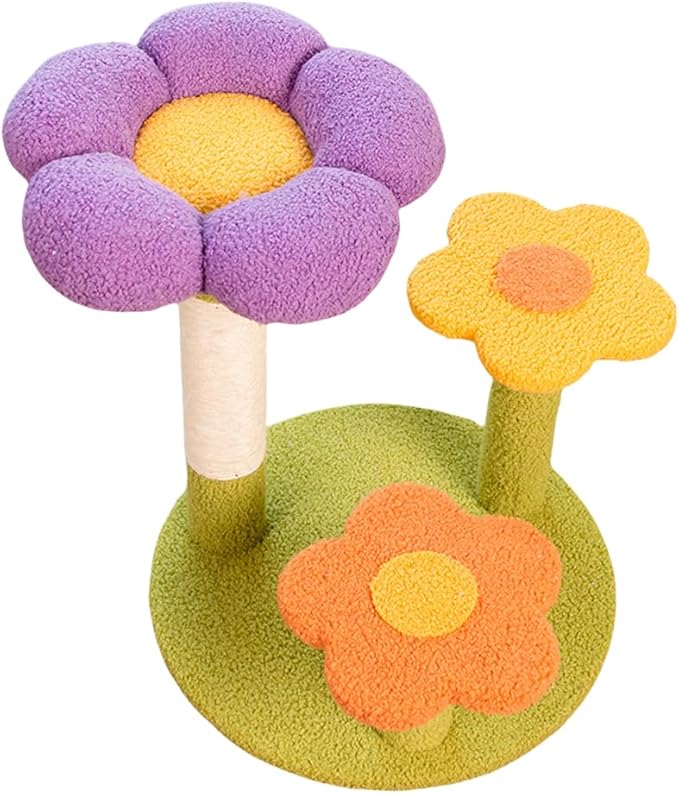 Flower Cat Tree Tower Cat Climbing Frame Sisal Wrapped Cute Cat Tree Multi-Function Small Cat Tower 3 Layer for Playtime and Relaxation