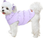 Winter Warm Dog Jacket for Small Medium Dogs Cat Cold Weather Coats with Harness Paded Dogs Fleece Vest Waterproof Windproof Dog Snow Jacket Pet Puppy Clothes (Purple,S)