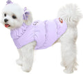 Winter Warm Dog Jacket for Small Medium Dogs Cat Cold Weather Coats with Harness Paded Dogs Fleece Vest Waterproof Windproof Dog Snow Jacket Pet Puppy Clothes (Purple,XXL)