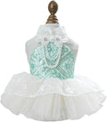 Fashion Sweet Puppy Dog Blingbling Princess Skirt Pet Dog Lace Cake Camisole Tutu Dress C-Green L
