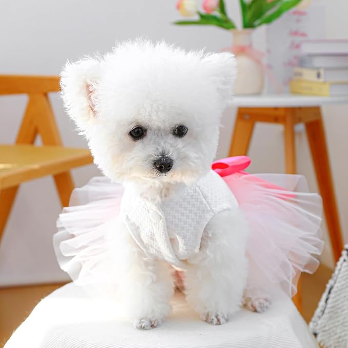 Furbabycare® Elegant Sweet Easter Puppy Dog Blingbling Princess Skirt Pet Dog Lace Cake Camisole Tutu Dress C-Doughnut X-Small