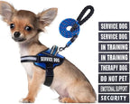 Service Dog Vest Harness and Leash Set, Animire in Training Dog Harness with 10 Dog Patches, Reflective Dog Leash with Soft Padded Handle for Small, Medium, Large, and Extra-Large Dogs (Blue,S)