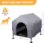36" Dog House Outdoor Indoor with Breathable Mesh Windows, 2-in-1 Outside Dog House Elevated Dog Bed Cot Dog Tent Shade Shelter, Easy to Assemble & Clean (36 INCH)