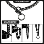 Stainless Steel P Chock Metal Chain -JYHY Dog Necklace Collars Walking Training Pet Supplies for Small Medium Large Dogs (20" (Neck Fits 16"-18"), Black)