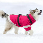 MIGOHI Warm Dog Coat Waterproof Small Dog Jacket with Harness,Reflective Fleece Snowsuit for Dogs,Windproof Puppy Coats with Legs for Cold Weather,Adjustable Pet Clothes for Puppies,Xs,Rosered