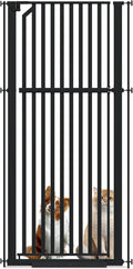 Glaf Extra Tall Pet Gate 63" Pressure Mounted Cat Door Safety Metal Cat Gate Adjustable Width Dog Door Auto-Close Dog Gate for Doorways, Stairs, Kitchen, Hallway (Black, 29.92-33.46")