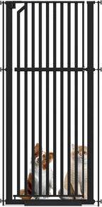 Glaf Extra Tall Pet Gate 63" Pressure Mounted Cat Door Safety Metal Cat Gate Adjustable Width Dog Door Auto-Close Dog Gate for Doorways, Stairs, Kitchen, Hallway (Black, 29.92-33.46")