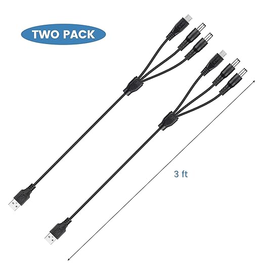2-Pack Charger Cord for Bousnic Shock Collar RS2, RS2A and RS2B, 3-in-1 Fast-Charging Training Collar USB Cable