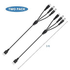 2-Pack Charger Cord for Bousnic Shock Collar RS2, RS2A and RS2B, 3-in-1 Fast-Charging Training Collar USB Cable