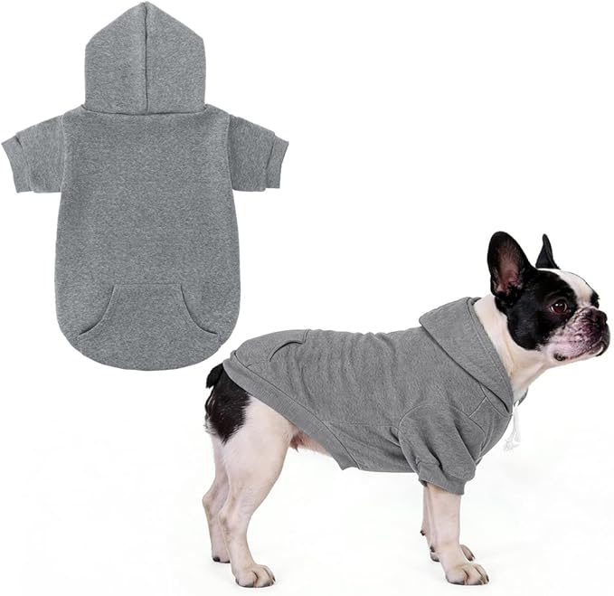 KOOLTAIL Basic Dog Hoodie - Soft and Warm Dog Hoodie Sweater with Leash Hole and Pocket, Dog Winter Coat, Cold Weather Clothes Sweatshirt for Small Medium Large Dogs Puppy Cat Boys Girls Grey M