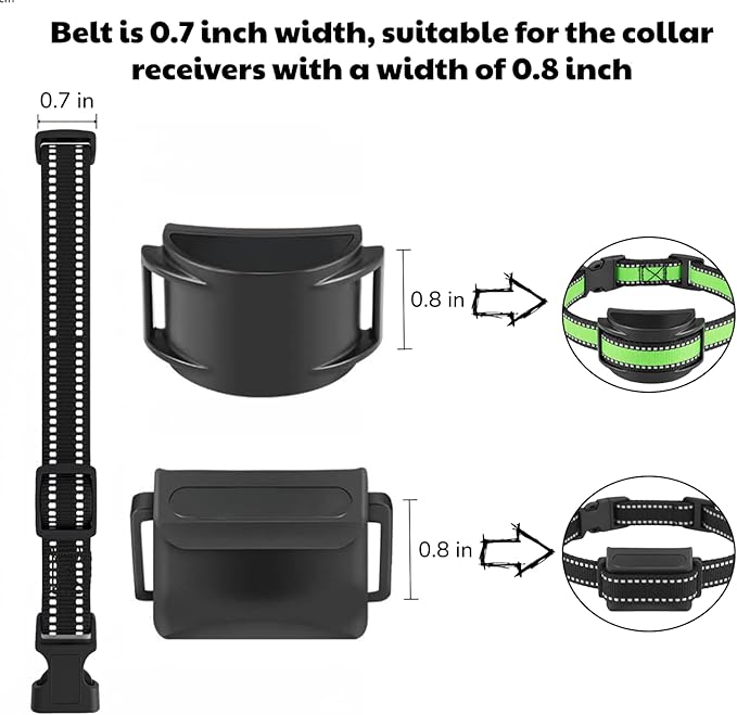 Training Collar Replacement Straps Adjustable Nylon Bands for E-Collars & Shock Collars, 2-Pack (Black&Green) - Dog Collar Accessory Fits Most 3/4 Inch Electronic Training Collars