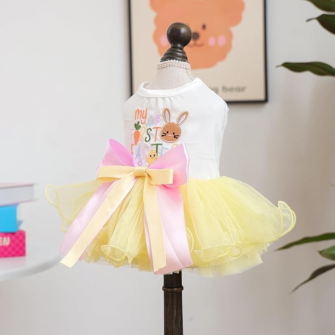 Furbabycare® Elegant Sweet Easter Puppy Dog Blingbling Princess Skirt Pet Dog Lace Cake Camisole Tutu Dress C-Easter Bunny-6 Large