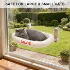 YGP Foldable Cat Window Perch – No Drilling, 40lbs Tested Hold, 4 Strong Suction Cups, Heavy-Duty Metal Frame, Space-Saving Fold-Down Design, Ultra-Soft Fleece Hammock for Cats