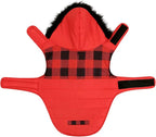 HDE Dog Puffer Jacket Fleece Lined Warm Dog Parka Winter Coat with Harness Hole Buffalo Plaid - S