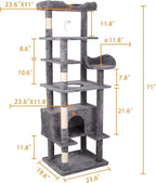 GarveeLife Cat Tree, Tall Cat Tower Condo for Indoor Large Cats, Cat House Furniture with Padded Plush Perch Sisal Scratching Posts