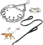 Prong Collar for Dogs,Dog Training Collar with One Professional Training Leash,Adjustable Pinch Collar with Quick Release Metal Buckle, No Pull Choke Collar for Small Medium Large Dogs（Silver, S）.