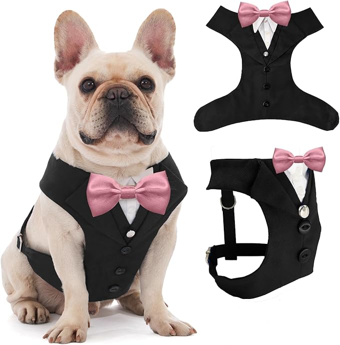 AVERYDAY Dog Tuxedo for Wedding Outfit, Dog Suit and Tie Costumes for Birthday, Halloween, Cosplay, Christmas Party, Pet Formal Wear with Bowtie, Tux for Medium Large Dogs, Bulldog, Labrador, Husky