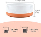 SPUNKYJUNKY Ceramic Dog and Cat Bowls 2 Pack, 6.1'' Dog and Cat Food Water Double Feeding Bowls Non-Slip for Cats and Medium Sized Breed Dogs Microwave Dishwasher Safe - 28.7 OZ, 2pcs, Pattern White
