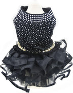 Dog Bling Black Birthday Party Dress,Pet Tutu Skirt Happy New Year Wedding Dress for Small Medium Dog,Summer Dog Shirt Clothes Outfits (X-Small, Black)