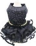 Dog Bling Black Birthday Party Dress,Pet Tutu Skirt Happy New Year Wedding Dress for Small Medium Dog,Summer Dog Shirt Clothes Outfits(Large, Black)
