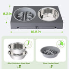 Heeyoo Elevated Dog Bowls - 5 Adjustable Heights Stand, 2 Stainless Steel Bowls & 1 Slow Feeder, 3.2" to 12.2" for Small to Large Dogs