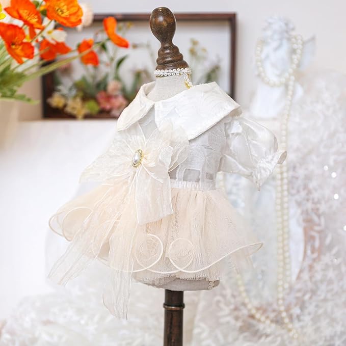 Furbabycare® Elegant Sweet Fashion Puppy Dog Blingbling Princess Skirt Pet Dog Lace Cake Camisole Tutu Dress G-White X-Small